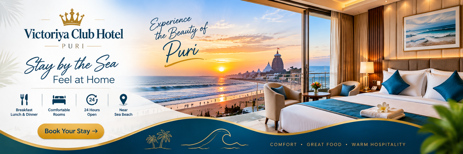 Victoriya Club Hotel – sea view in Puri